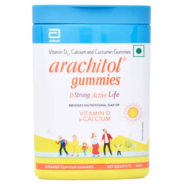 Arachitol Gummies - Vitamin D3+Calcium+Curcumin Gummies Orange Flavour